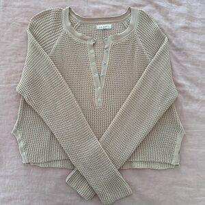 La Hearts Taupe Button-Up Women Sweater